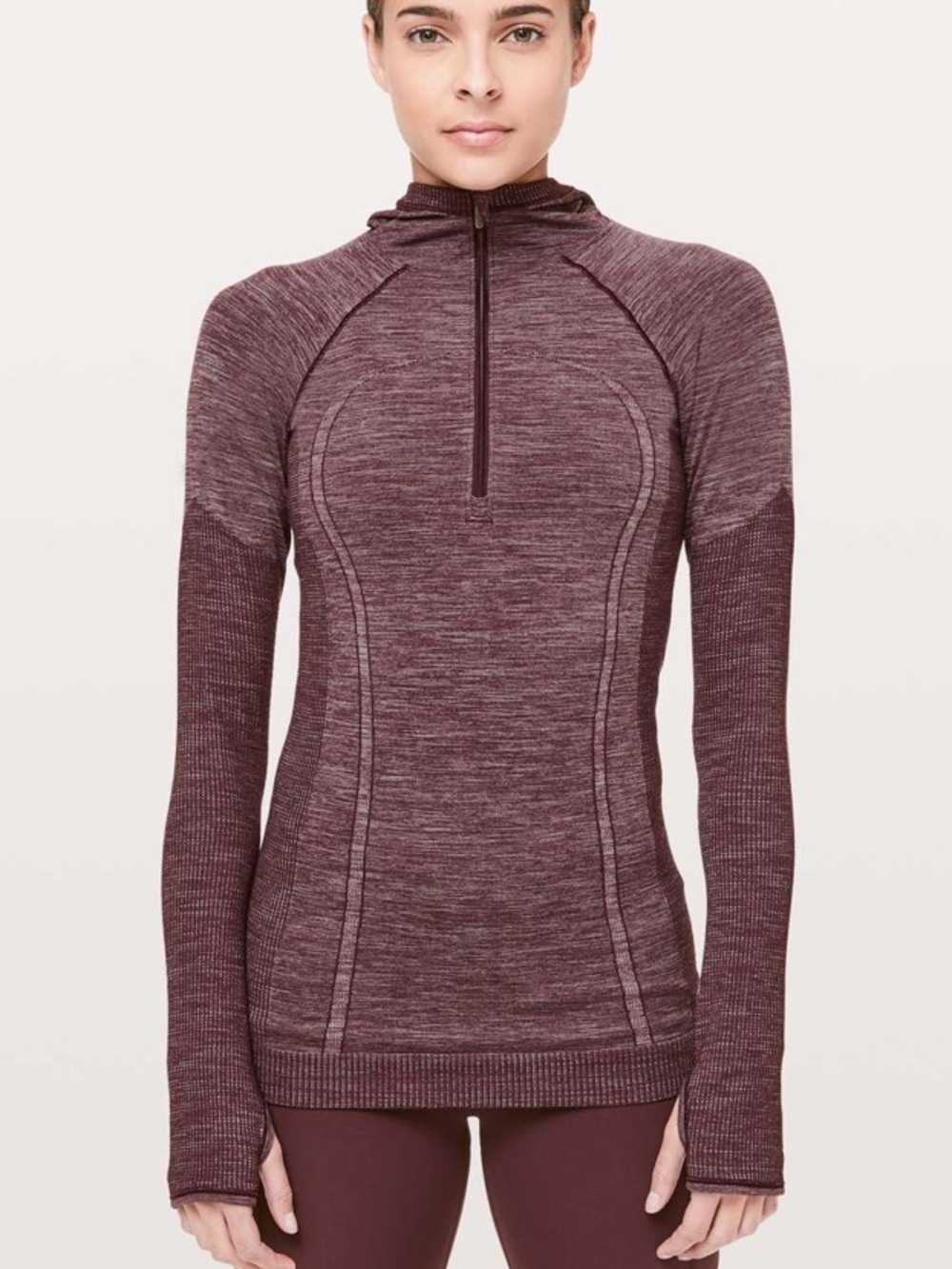 lululemon athletica Maroon Half-Zip Long Sleeve Top